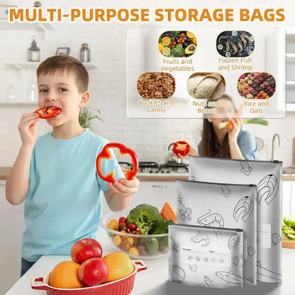 Disposable Upgraded Thickened Upright Aluminum Foil Sealing Storage Bags, One-Time Use Airtight Seal Food Freezer Storage Pouches