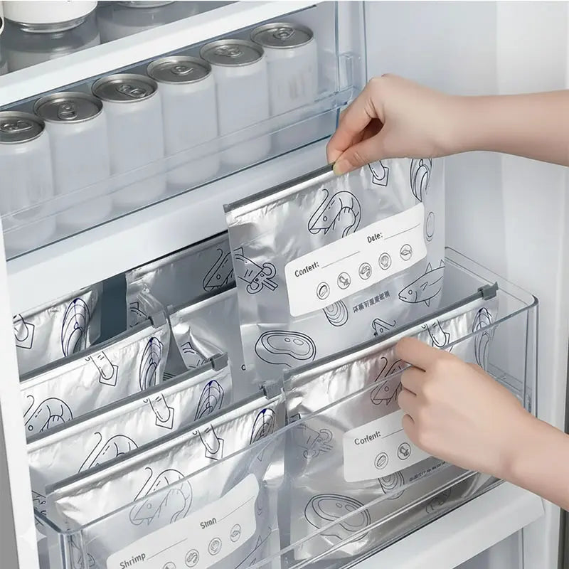 Disposable Upgraded Thickened Upright Aluminum Foil Sealing Storage Bags, One-Time Use Airtight Seal Food Freezer Storage Pouches