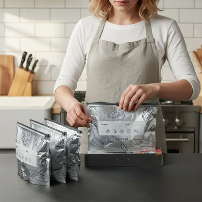 Disposable Upgraded Thickened Upright Aluminum Foil Sealing Storage Bags, One-Time Use Airtight Seal Food Freezer Storage Pouches