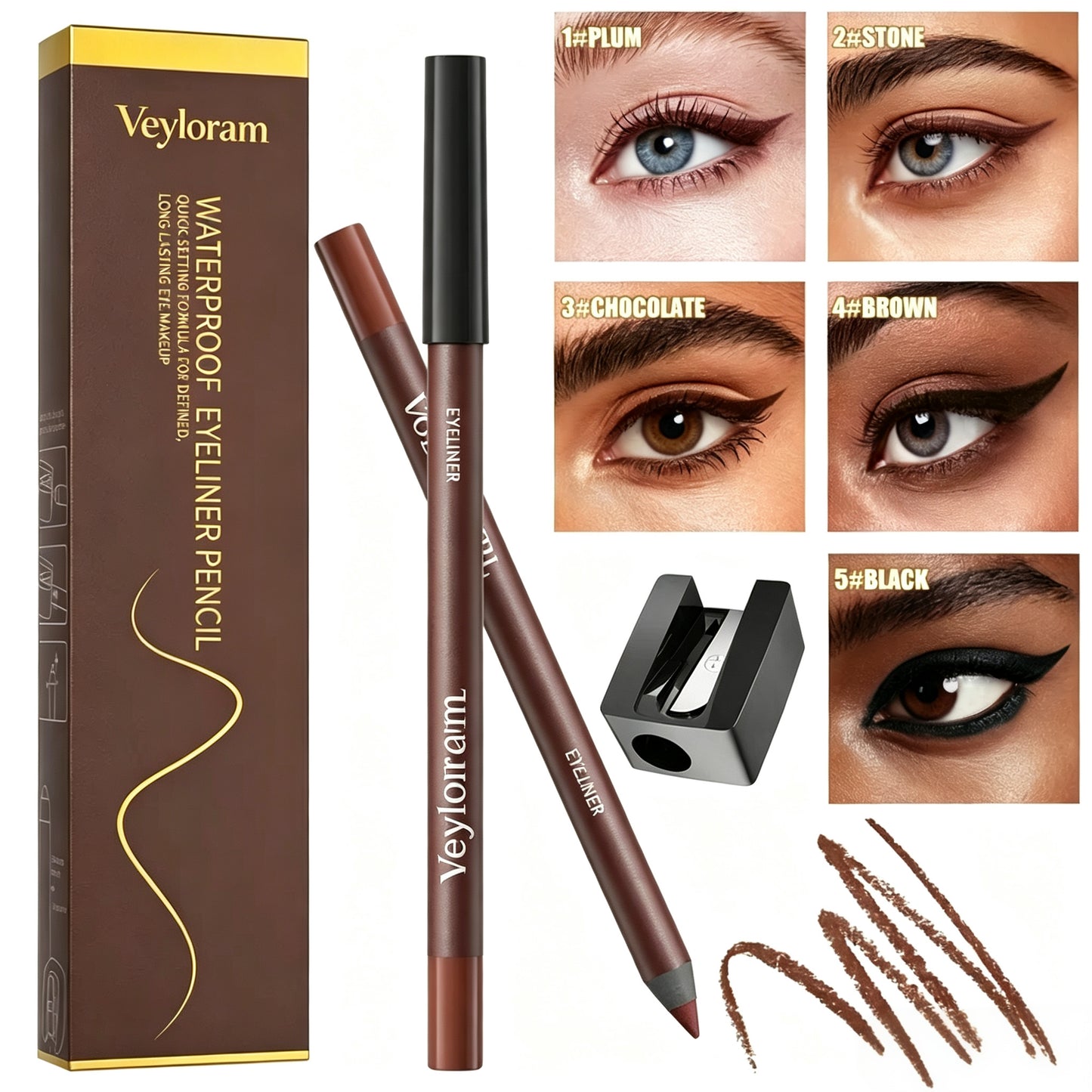 Veyloram Limited Time Offer-BUY 1 GET 1 FREE💜24HR Waterproof Eyeliner — Day to Night Wear