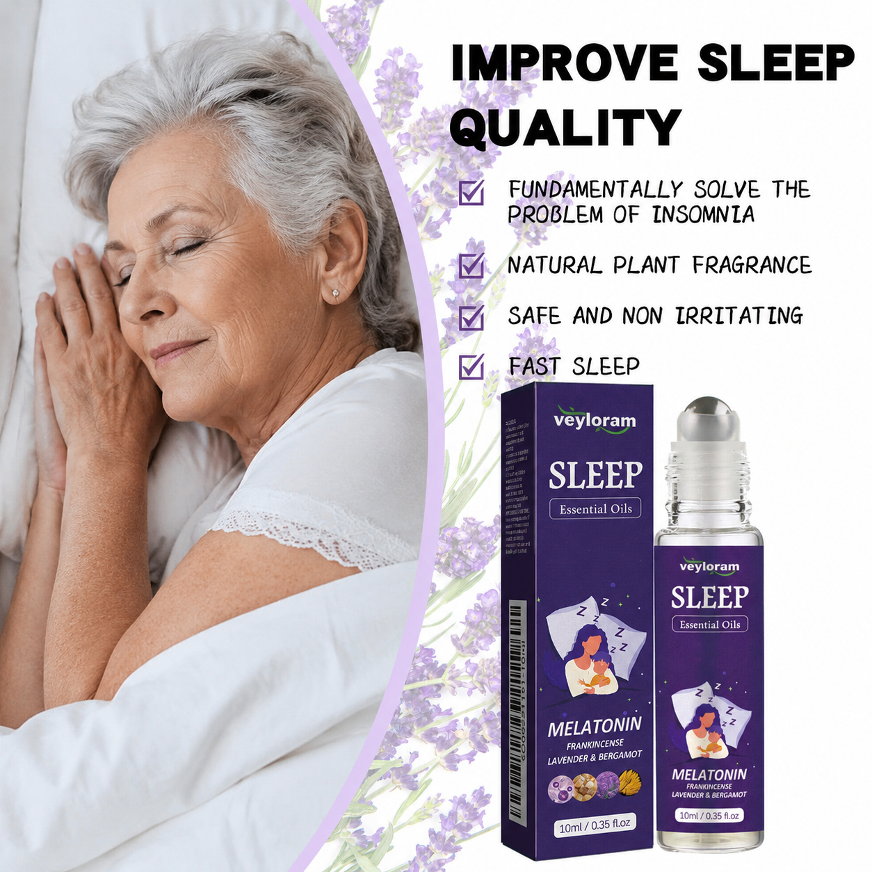 Veyloram Natural Sleep Aid Roll-On Essential Oil for Restful Night